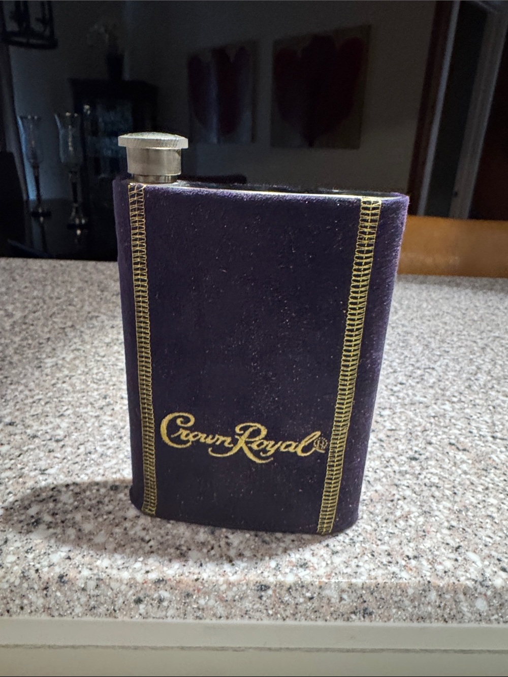 Flask With Signature Crown Royal Purple Velvet Cover